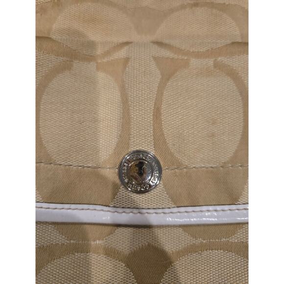 Coach Signature C Beige Canvas Crossbody Bag Women's Adjustable Strap - Picture 2 of 14